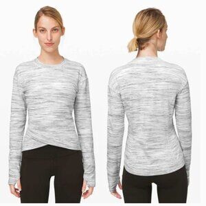 Lululemon Close to Crossing Long Sleeve Rulu Space Dye Camo White Silver Spoon L
